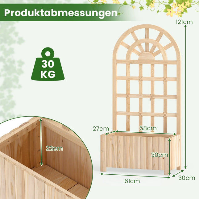 Holz-Pflanzkasten mit Rankgitter für Kletterpflanzen