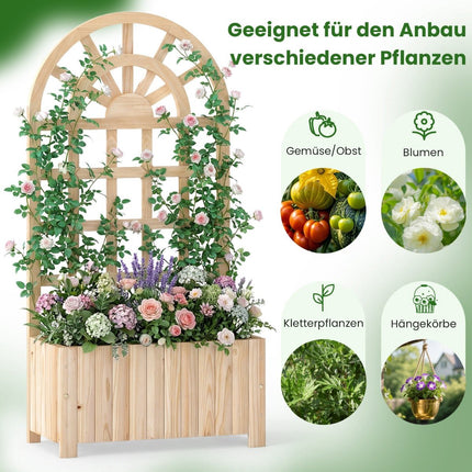 Holz-Pflanzkasten mit Rankgitter für Kletterpflanzen