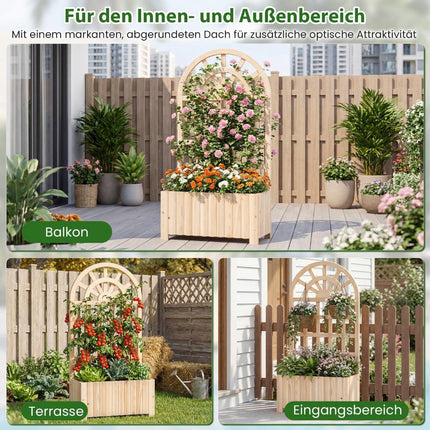 Holz-Pflanzkasten mit Rankgitter für Kletterpflanzen
