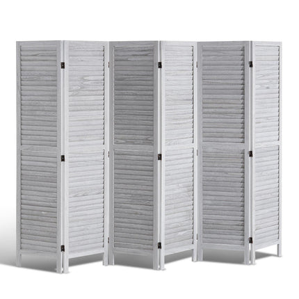 Wood Room Divider, 6-Panel Folding Privacy Screen, 66.9 In