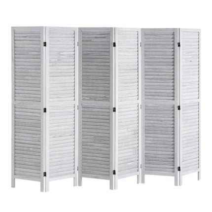 Wood Room Divider, 6-Panel Folding Privacy Screen, 66.9 In