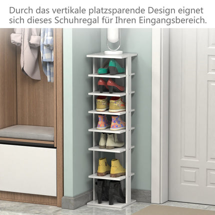 Schuhregal aus Holz – 8-stöckiger Vertikal-Organizer, Weiß