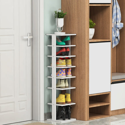 Schuhregal aus Holz – 8-stöckiger Vertikal-Organizer, Weiß
