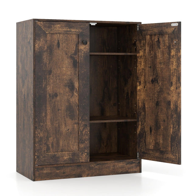 Holz-Sideboard mit verstellbaren Einlegeböden, Rustikales Braun