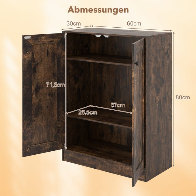 Holz-Sideboard mit verstellbaren Einlegeböden, Rustikales Braun