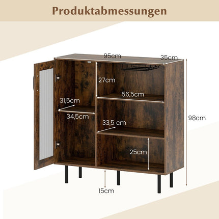 Sideboard aus Holz mit Glastür & verstellbarem Weinregal
