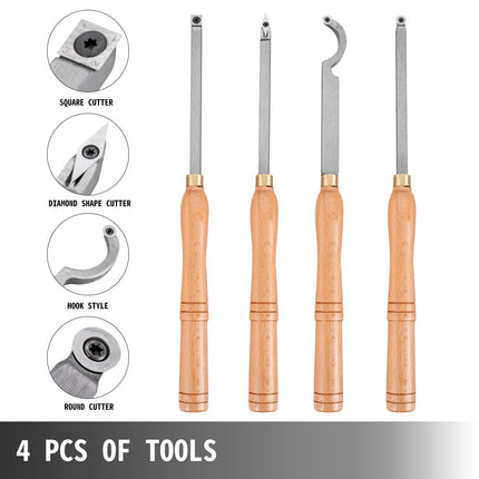 Wood Turning Tools Set, 4-Piece Carbide Cutters