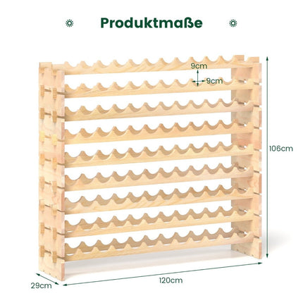 Wood Wine Rack, Stackable, Holds 108 Bottles