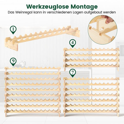Wood Wine Rack, Stackable, Holds 108 Bottles