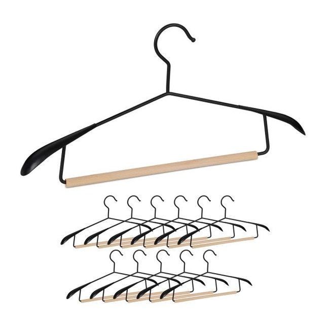 Wood and metal hangers - set of 12