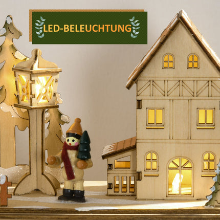 Hölzerner Adventskalender mit LED-Beleuchtung, 24-Tage-Countdown
