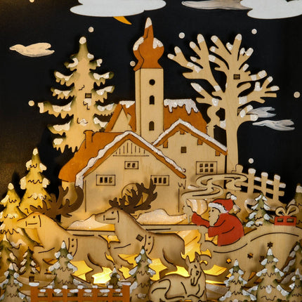 Hölzerner Adventskalender mit LED-Beleuchtung, 24-Tage-Countdown