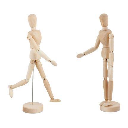 Dřevěná kloubová figurína, 30cm, 2 ks
