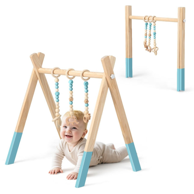 Wooden Baby Gym Activity Center with 3 Toys - Green