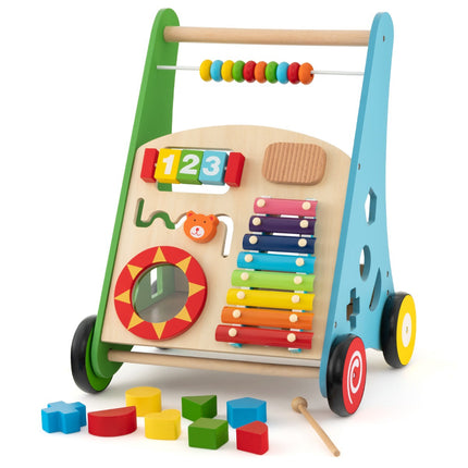 Wooden Baby Walker, Sit-to-Stand Activity Center, Blocks