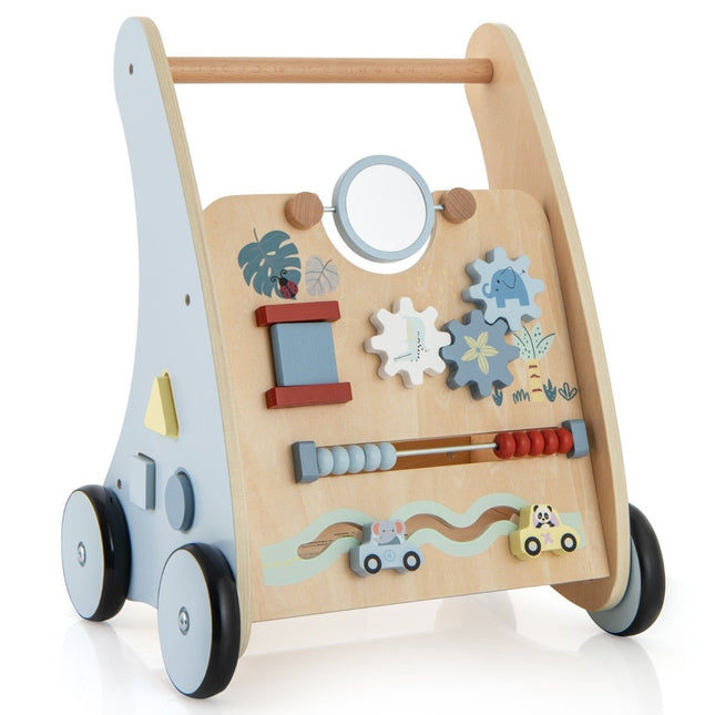 Holz-Lauflernwagen mit Aktivitätszentrum – Montessori-Lernspielzeug