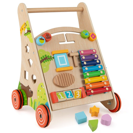 Hölzerner Baby-Lauflernwagen mit Griff, Stauraum und Rädern