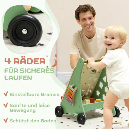 Wooden Baby Walker with Speed Control and Activity Center