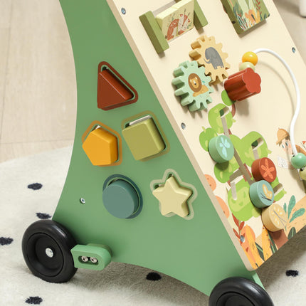 Wooden Baby Walker with Speed Control and Activity Center