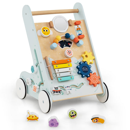 Hölzerner Baby-Lauflernwagen mit Rädern, 8-in-1-Aktivitätszentrum