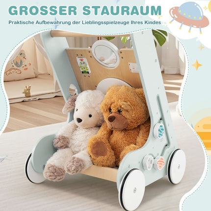 Hölzerner Baby-Lauflernwagen mit Rädern, 8-in-1-Aktivitätszentrum