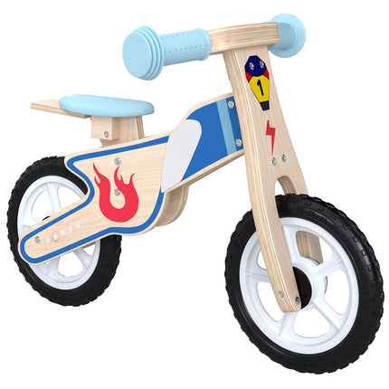Wooden Balance Bike for Kids 3-5 Years with Adjustable Seat, EVA Wheels, Natural