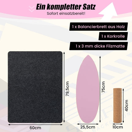 Hölzernes Balance Board Set mit Korkrolle und Matte