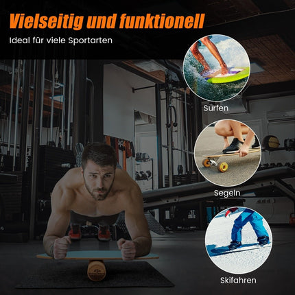 Balance Board aus Holz, Wackelbrett mit Rad &amp; Decke, 3-in-1 Balance Board Kit, Blau