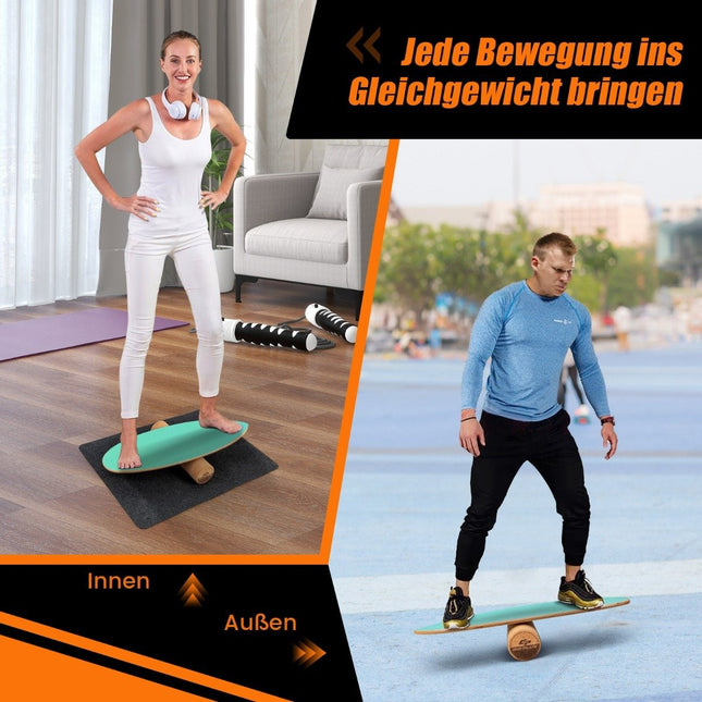 Balance Board aus Holz, Wackelbrett mit Rad und Decke, 3-in-1 Balance Board Kit, Grün
