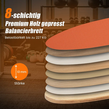 Wooden Balance Board Wobble Board with Wheel & Blanket 3-in-1 Balance Board Kit Orange