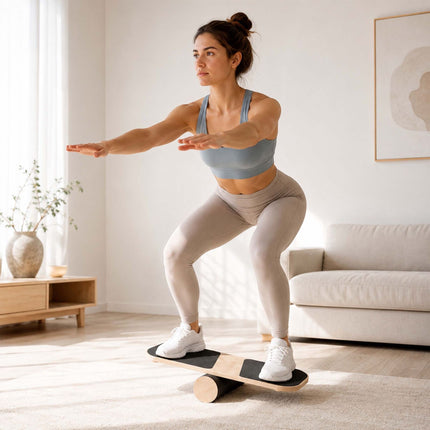 Wooden Balance Board with Roller for Balance Training, Birch Plywood