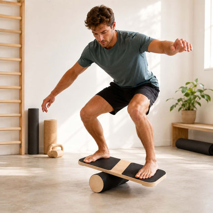 Wooden Balance Board with Roller for Balance Training, Birch Plywood