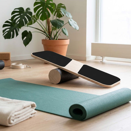 Wooden Balance Board with Roller for Balance Training, Birch Plywood