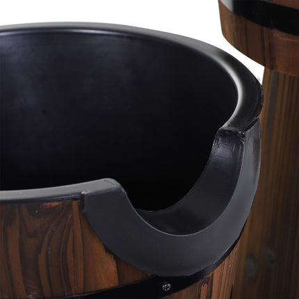 Fontaine en bois avec pompe à eau, fontaine d'intérieur, tonneau en bois, bois carbonisé, 60 x 60 x 78 cm