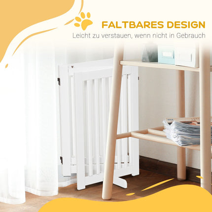 Verstellbares, freistehendes Hundeabsperrgitter aus Holz, faltbar, weiß