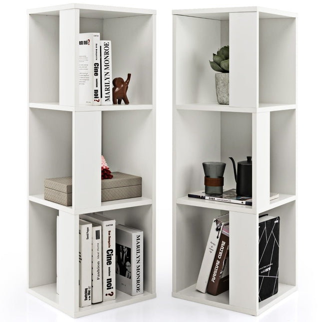 Holz-Bücherregal-Set mit Kippschutz, 3-stöckig, 33x33x100,5 cm, Weiß