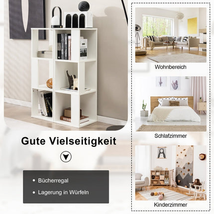 Holz-Bücherregal-Set mit Kippschutz, 3-stöckig, 33x33x100,5 cm, Weiß