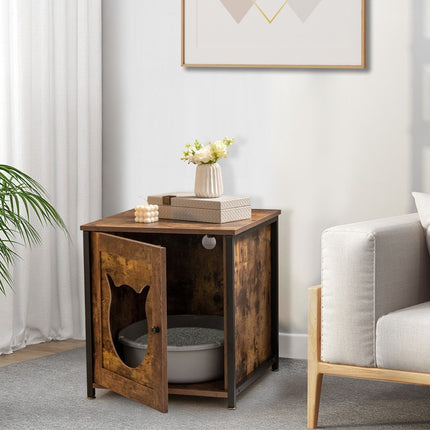 Wooden Cat Cabinet with Door – Litter Box Enclosure