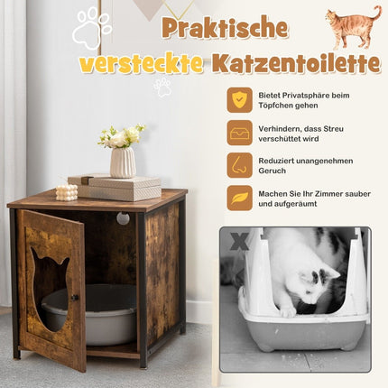 Wooden Cat Cabinet with Door – Litter Box Enclosure