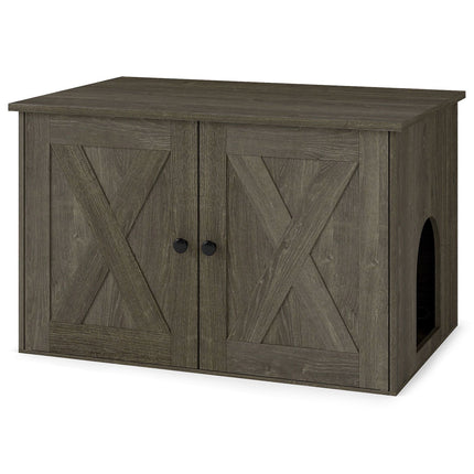 Wooden Cat House & Litter Box Enclosure with Divider