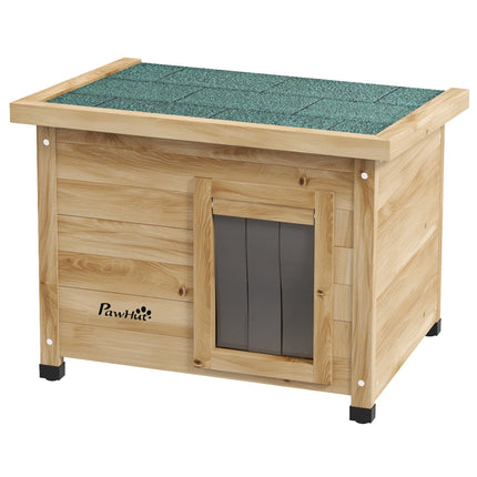 Outdoor Cat house in wood with Door curtain, 57x45x43 cm