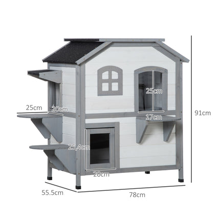 Katzenhaus aus Holz für draußen mit Treppe für kleine Katzen