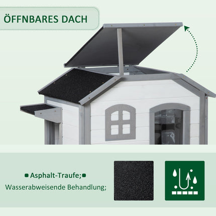 Katzenhaus aus Holz für draußen mit Treppe für kleine Katzen