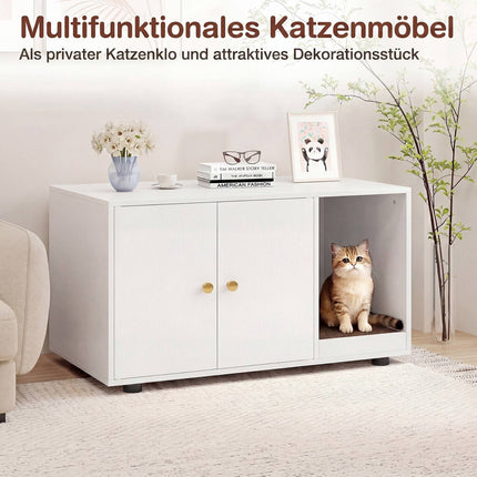 Wooden Cat Litter Box Enclosure with Scratching Board