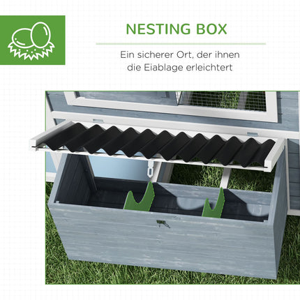 Wooden chicken house with nesting box and run for 4 chickens