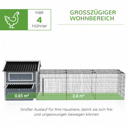 Wooden chicken house with nesting box and run for 4 chickens