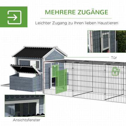 Wooden chicken house with nesting box and run for 4 chickens