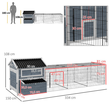 Wooden chicken house with nesting box and run for 4 chickens