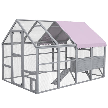 Chicken house with run and nesting box, suitable for 8-12 chickens