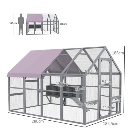 Chicken house with run and nesting box, suitable for 8-12 chickens